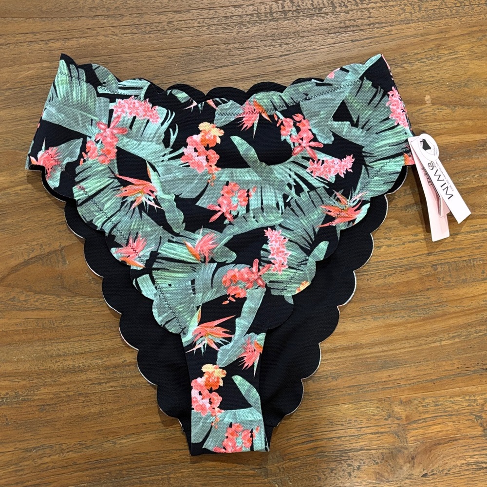 Victorias Secret High Waist Scalloped Tropical Print Bikini Bottoms